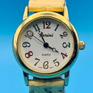 PERINI Vintage Women’s Fashion Quartz Wristwatch Japan Movt Leather Band Working